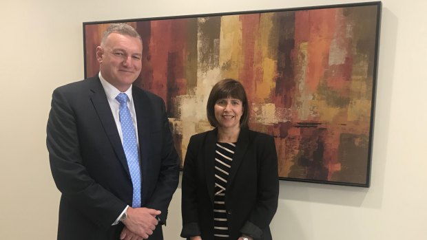 Director General of ACT Health Michael De'Ath with CEO of Canberra Health Services Bernadette McDonald 