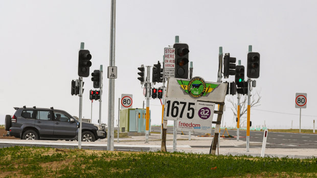 The new intersection at the entrance to the Leppington Pastoral Company's farm at Bringelly.