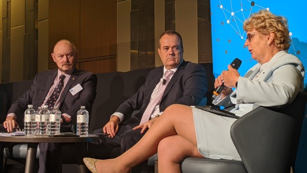 WA Planning Commission chairman David Caddy, UDIA national treasurer Darren Cooper and Department of Planning director general Gail McGowan at Wednesday's event. 