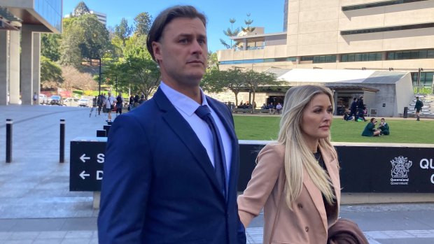 MAFS 2021 participant Chris Jensen leaves court with his fiance, Taylor, who he met after the reality TV show.