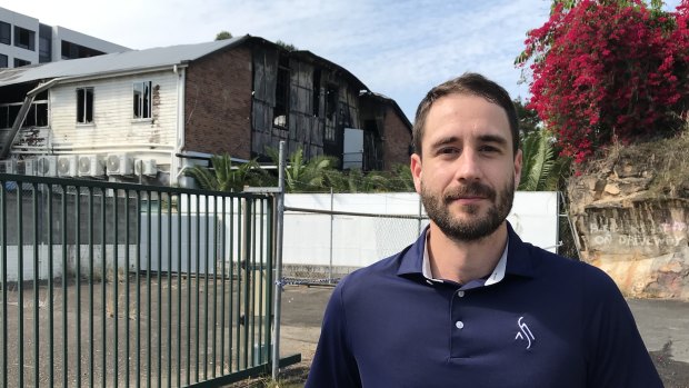 Callum Rogers from Snowscape, next to the abandoned Chalk Hotel.