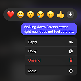 The message I sent after walking down Caxton Street in Brisbane the night of a recent Broncos game.