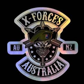 The logo for X-Forces resembles a bikie patch.