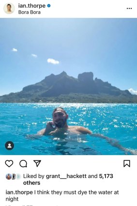 Ian Thorpe gave his social media followers a peek at his island getaway.