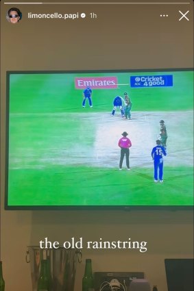 ‘The old rainstring’: A post from Adam Zampa’s Instagram account after Gulbadim went down. 