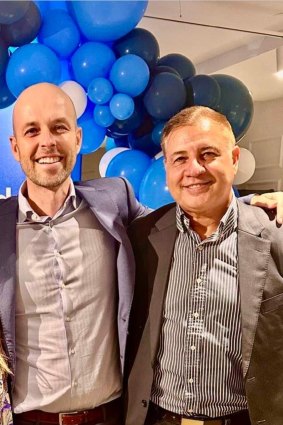 The member for Cook Simon Kennedy (left) with fellow Liberal Party member Rene Licata.