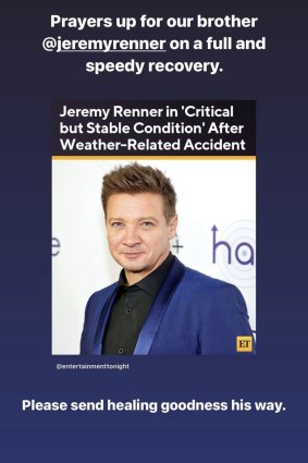Marvel star Mark Ruffalo posted an Instagram story wishing his co-star Jeremy Renner well.