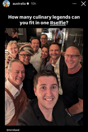 A photo posted on Instagram showing food critics and top Australian chefs. 