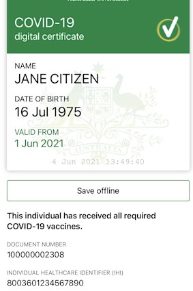 A Sample of the vaccination certificate.