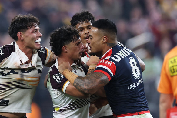 Spencer Leniu clashes with Kotoni Staggs minutes after calling Ezra Mam a “monkey” in Las Vegas.