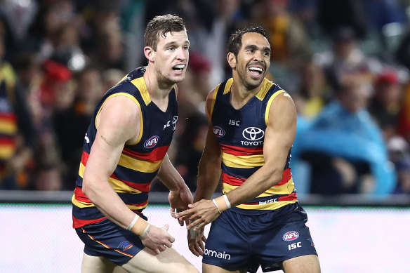 Former Adelaide teammates Josh Jenkins and Eddie Betts.