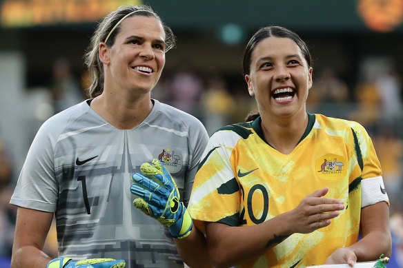 Matildas Lydia Williams and Sam Kerr.