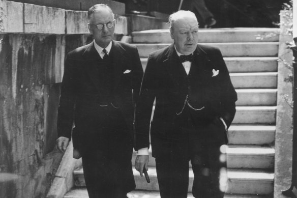 Australian prime minister John Curtin and his British counterpart Winston Churchill at the Conference of Dominion Premiers in London in 1944.