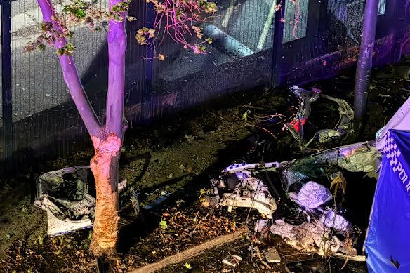 A photo of the crash scene taken from a nearby apartment complex.