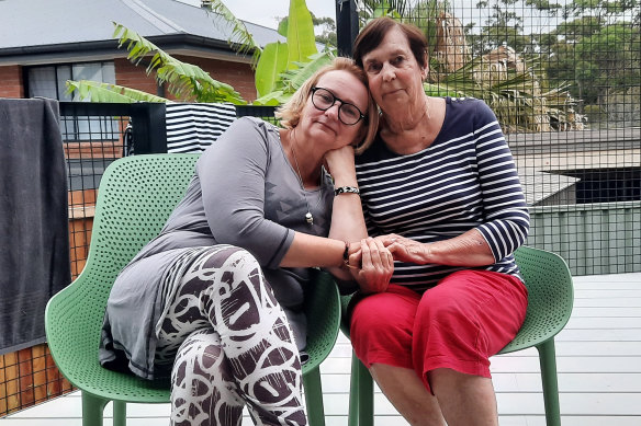 Margee Glover, left, said her 85-year-old mother Jill Glover only received her booster shot last week, four weeks after Jill’s aged care facility was scheduled to get boosters.
