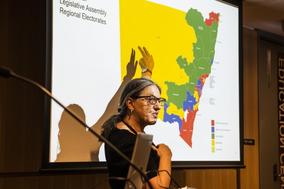 Daniela Giorgi, who teaches school students about how democracy works in NSW Parliament House.