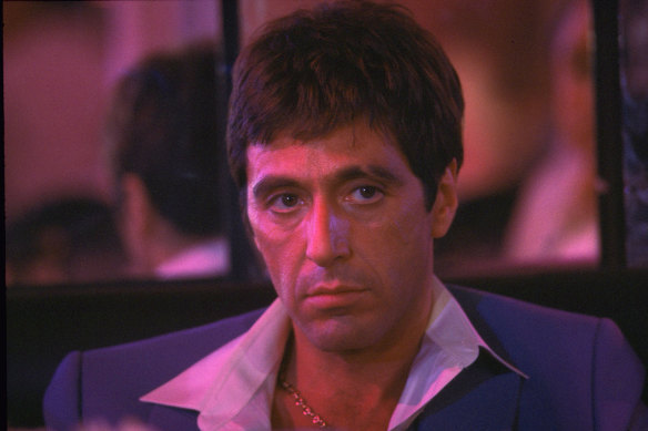 Al Pacino in a scene from the film Scarface.