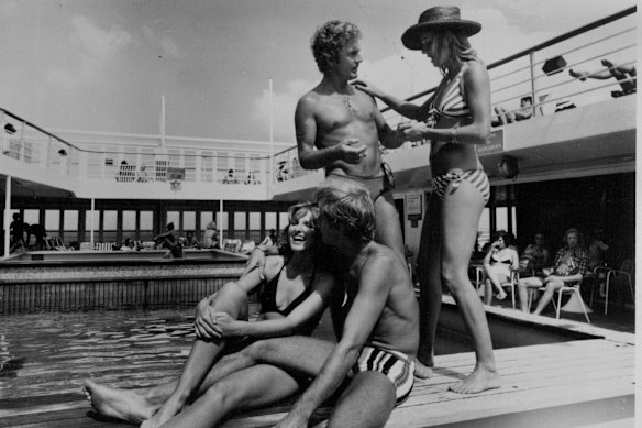Passengers on a P&O cruise ship in 1977.