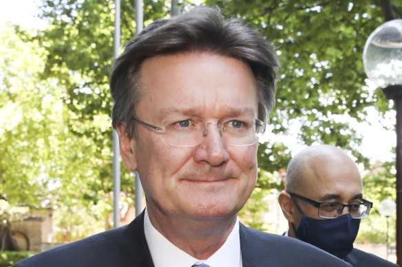 Rob Priestley leaves the NSW Federal Court after giving evidence in the banking cartel case on Thursday.