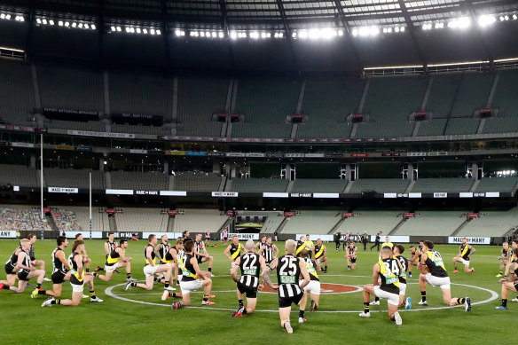 AFL was played behind closed doors after a months-long shutdown due to COVID-19, as was NRL.