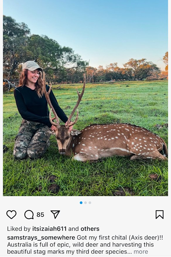 An image posted by Sam Jones to her Instagram account @samstrays_somewhere of an Australian Chital she hunted. 