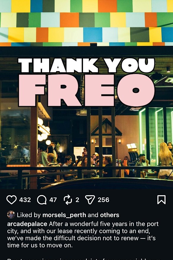 Palace Arcade closed its Fremantle venue due to noise complaints.