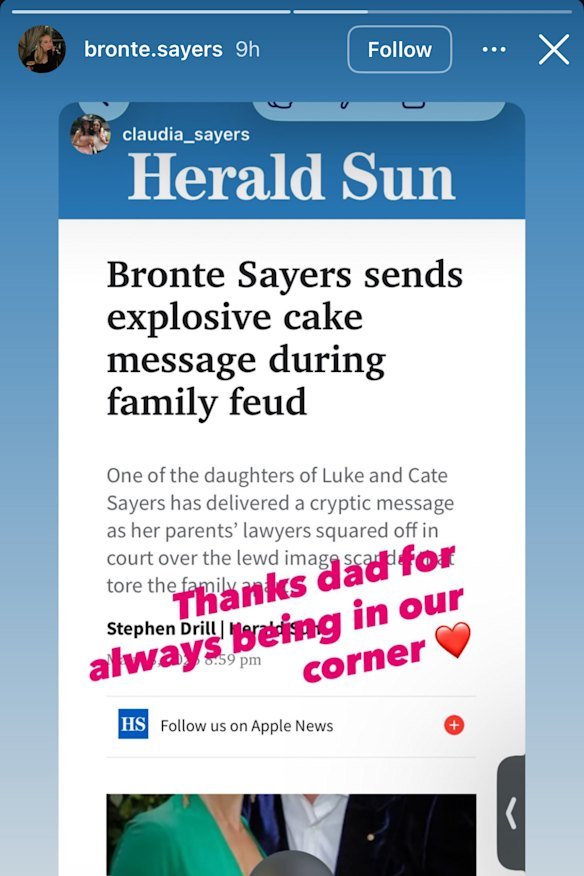 Brontë and Claudia Sayers again supported their father.