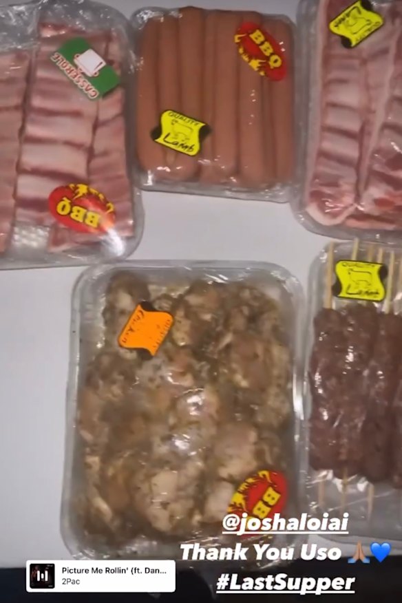 A story from Manase Fainu’s Instagram account posted on Sunday before he was taken into custody. 