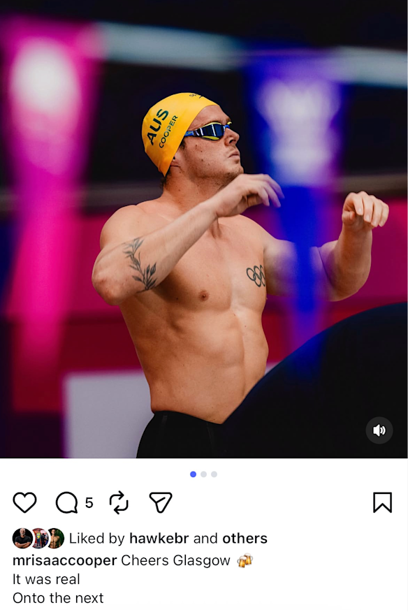 Isaac Cooper’s since deleted caption on Instagram. 