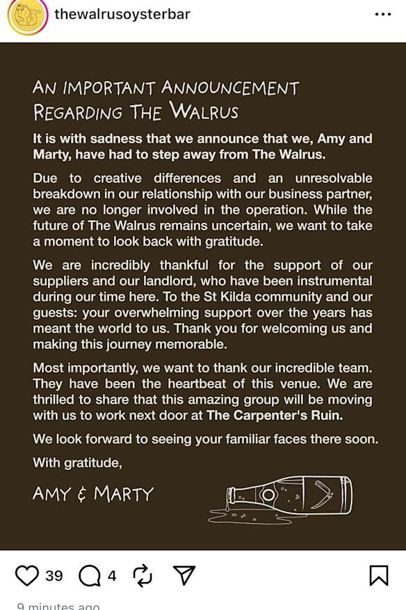 The December 10 announcement on The Walrus’ Instagram page.