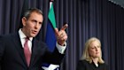 Treasurer Jim Chalmers and Katy Gallagher during a press conference at Parliament House in December.