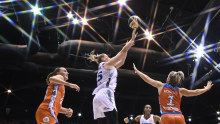 Lauren Jackson shoots for the Flyers in a game against Townsville last year.