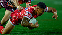 Jamayne Isaako scored his 1000th point for the Dolphins against Manly.