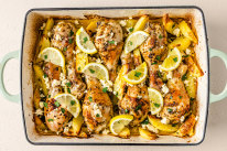 Greek lemon chicken and potatoes.