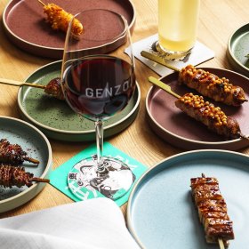 The yakitori menu includes chicken thigh, wing, breast and tenderloin. 