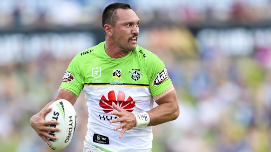 Jordan Rapana celebrated his 100th NRL game in style - with a mo and a double.