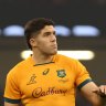 Ben Donaldson lines up a kick for the Wallabies against Wales.