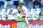 Marnus Labuschagne walks off after being dismissed in Cape Town on day two.
