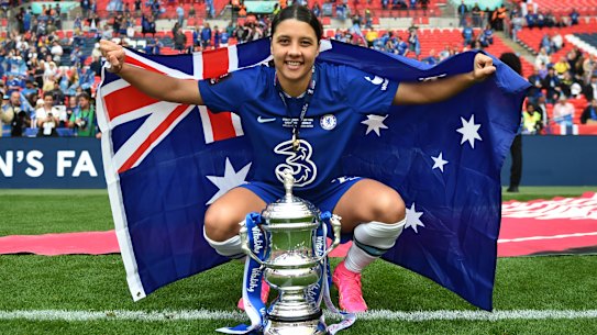 Sam Kerr started and ended her week draped in the Australian flag.