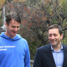 New state Liberal chief of staff Nick McGowan (left) with Opposition Leader Matthew Guy in 2018.