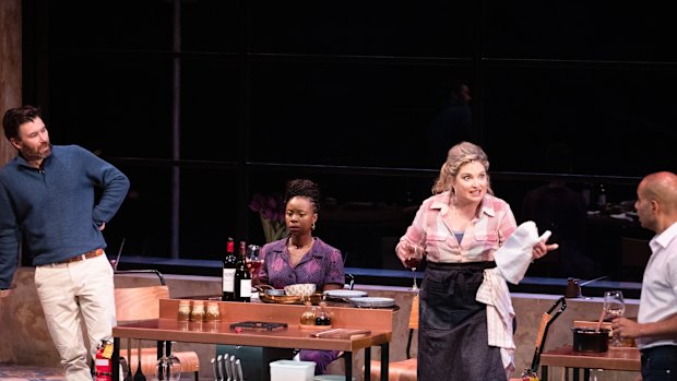 Will O’Mahony, Ratidzo Mambo, Emily Rose Brennan and Deep Sroa in Never Have I Ever. 