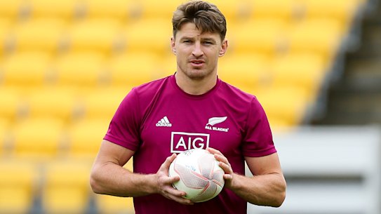 Beauden Barrett at New Zealand's captain's run in Wellington on Saturday. 