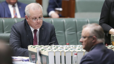 Prime Minister Scott Morrison and Opposition Leader Anthony Albanese face off in Question Time.
