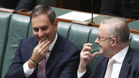 Treasurer Dr Jim Chalmers and Prime Minister Anthony Albanese on Tuesday.