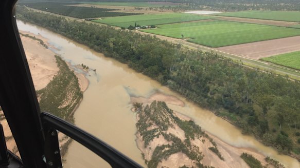 Sediment flowing down the Burdekin River towards Upstart Bay near Bowen.