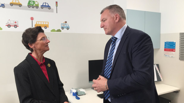 Janet Anderson with director-general of ACT Health Michael De'Ath at the opening of a new walk-in health centre in Gungahlin.