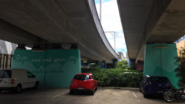 The view under the South Brisbane rail line as of February 2019.