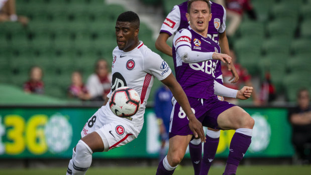 Point made: Roly Bonevacia delivered the leveller for Western Sydney in Perth.