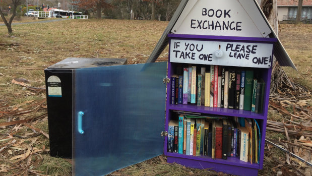 The O'Connor Little Library has been rebuilt after it was burnt by vandals.