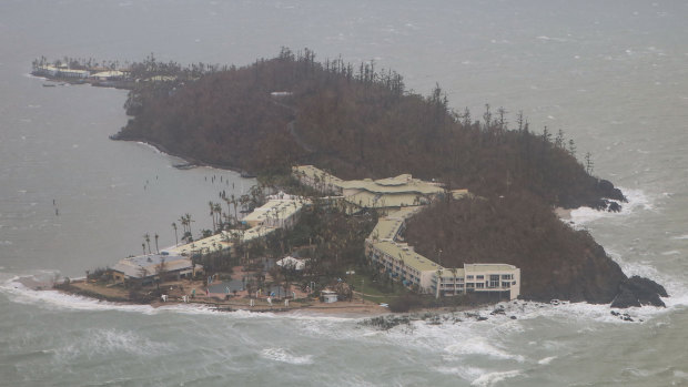 View of Daydream Island from an RAAF KA350 King Air tactical air mobility aircraft in the aftermath of Cyclone Debbie.
